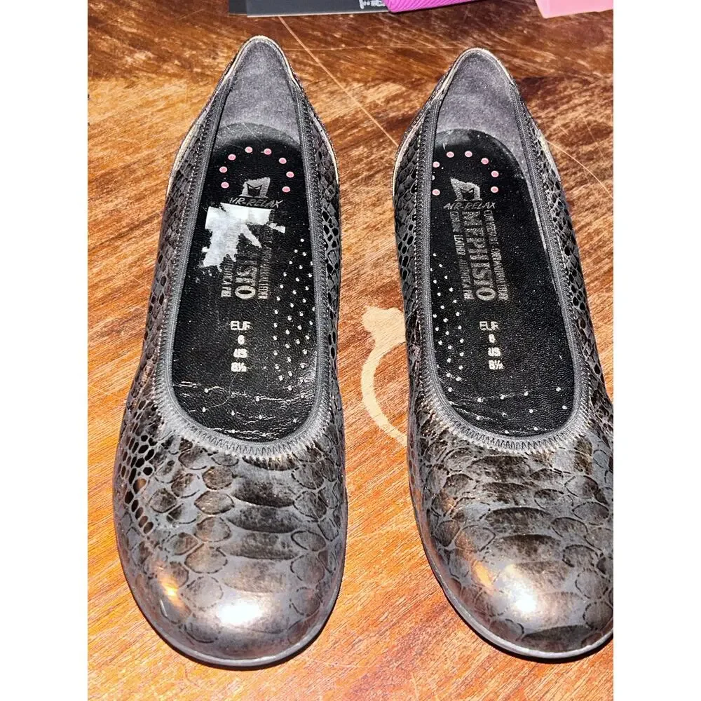 Mephisto Emilie Brown Bronze Velvet Leather Ballet Flats Comfort Shoes US 8.5
